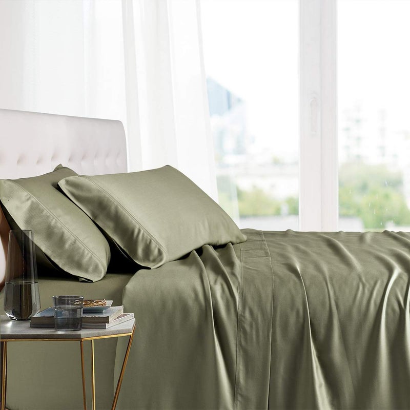 Royal Tradition Viscose from Bamboo Bed Sheets, Twin Extra Long XL, Solid Sage, Super Soft and Cool 3PC Sheet Set - Image 3